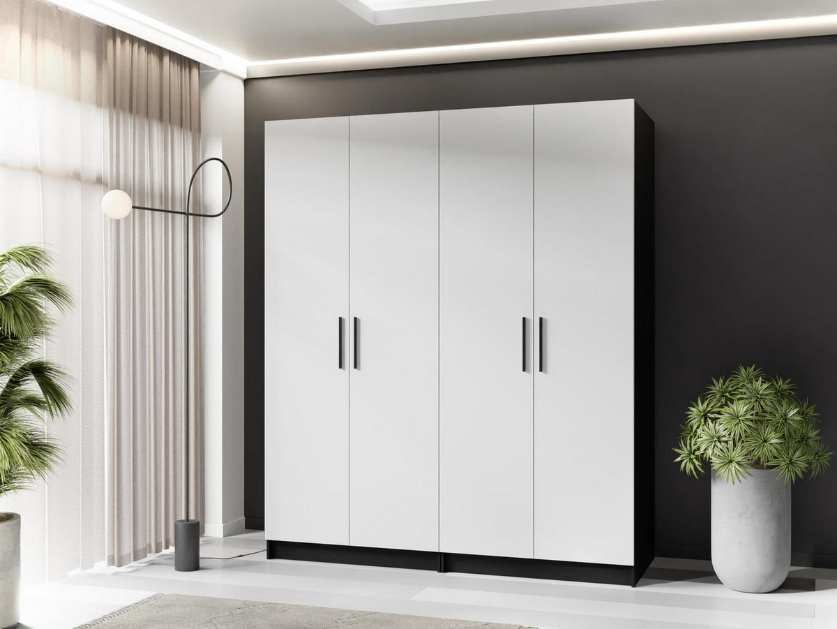 DREHTÜRENSCHRANK GOLD Schwarz & Weiß - Schwarz/Weiß, Holzwerkstoff (78/205/52.5cm) - Kier Furniture