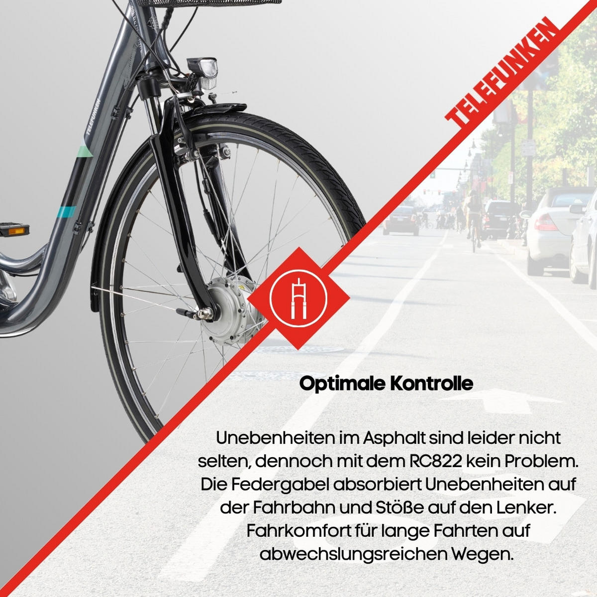 E-BIKE Cityrad Multitalent RC822 Für Damen u. Herren 374,4 Wh Frontmotor 7-Gang-Kettenschaltung 28 Zoll - Anthrazit, Metall (114.5cm) - Telefunken