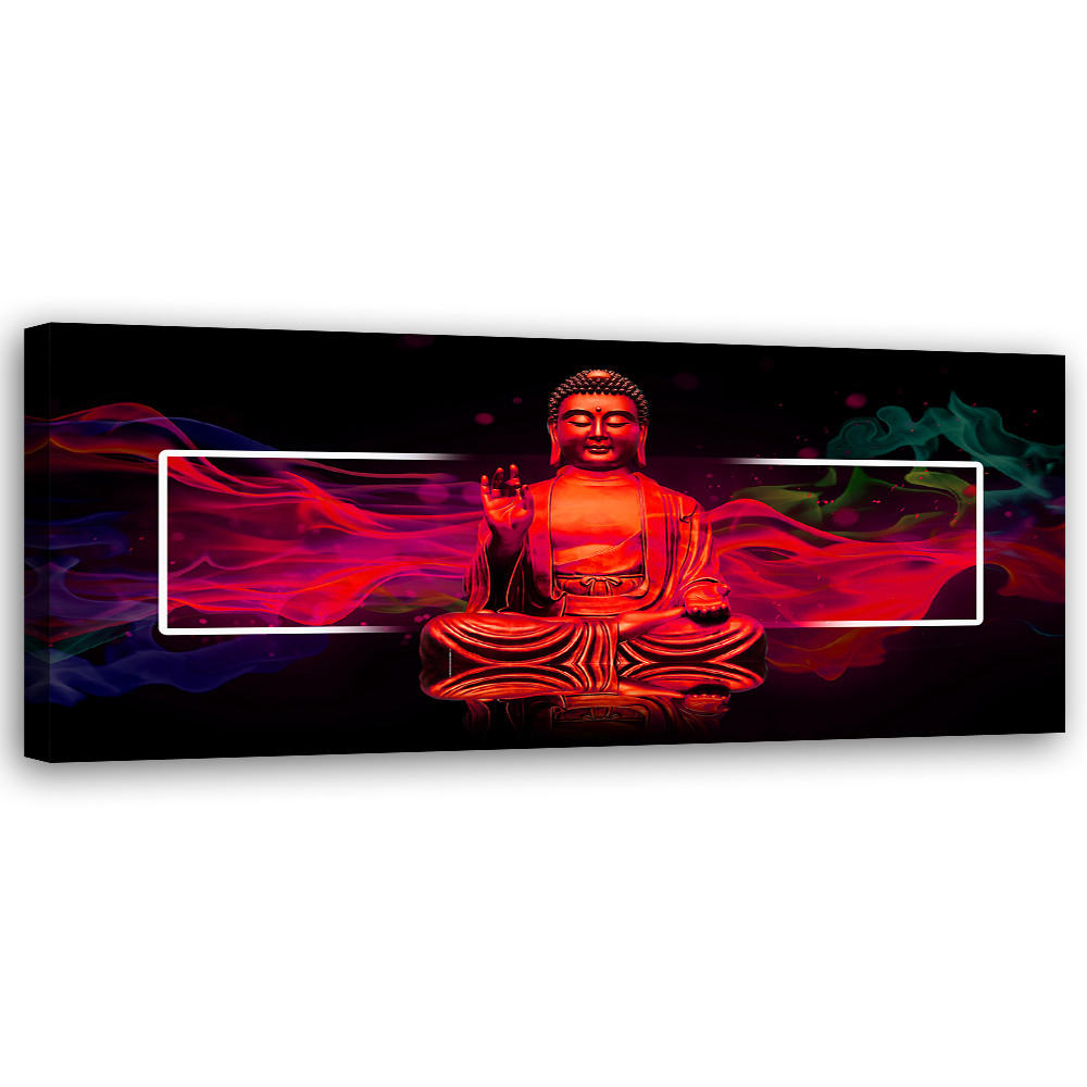 WANDBILD roter buddha abstrakt - Pink, Textil (90/30cm) - Feeby