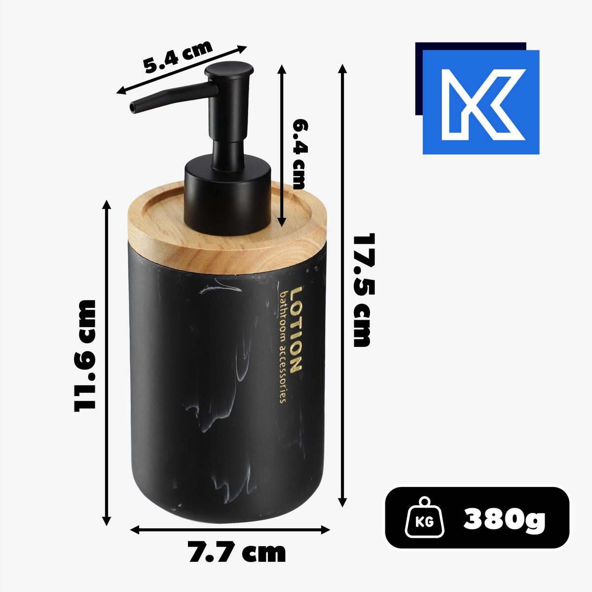 SEIFENSPENDER schwarz - Schwarz, Kunststoff (8/18cm) - KADAX