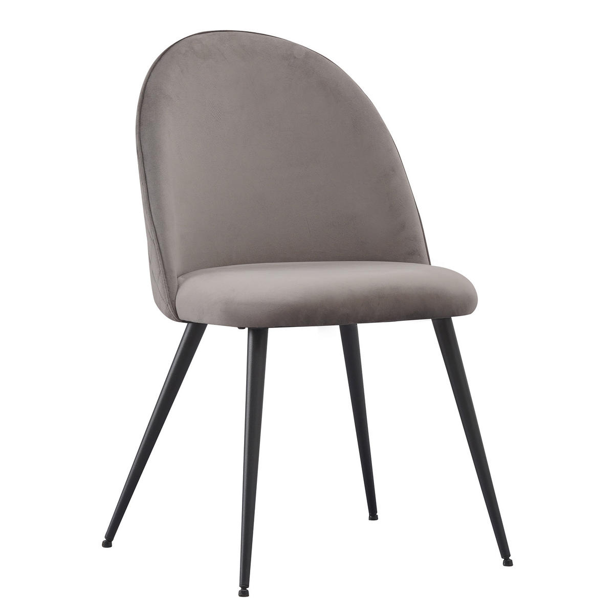 STUHL CAPO Samtbezug Metallbeine 4er Set Grau - Grau, Textil/Metall (53/84/44cm) - Albatros