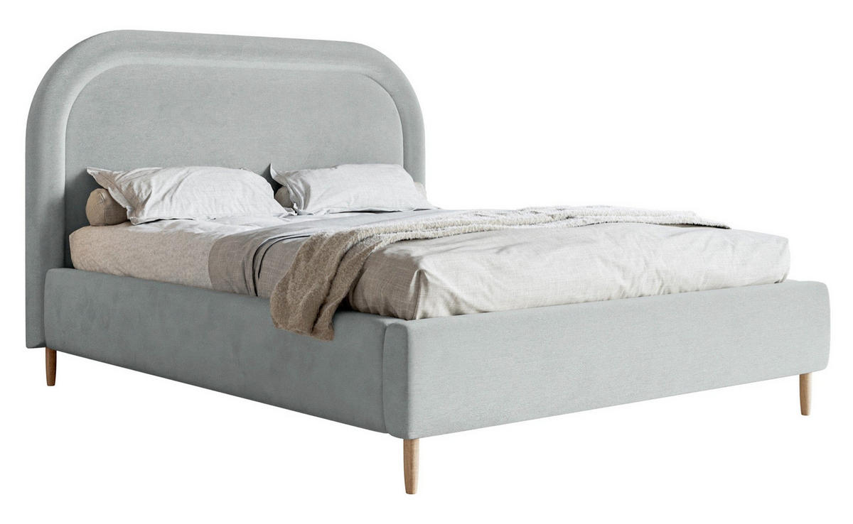 POLSTERBETT Loreo Taubengrau Samt wasserfest 140x200cm - Beige/Grau, Holz/Textil (140/200cm) - Selsey
