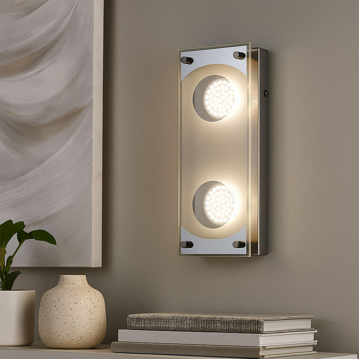 LED WANDLEUCHTE FRISCO Chrom Stahl Klar - Klar, Glas (26/10/6.6cm) - Esto