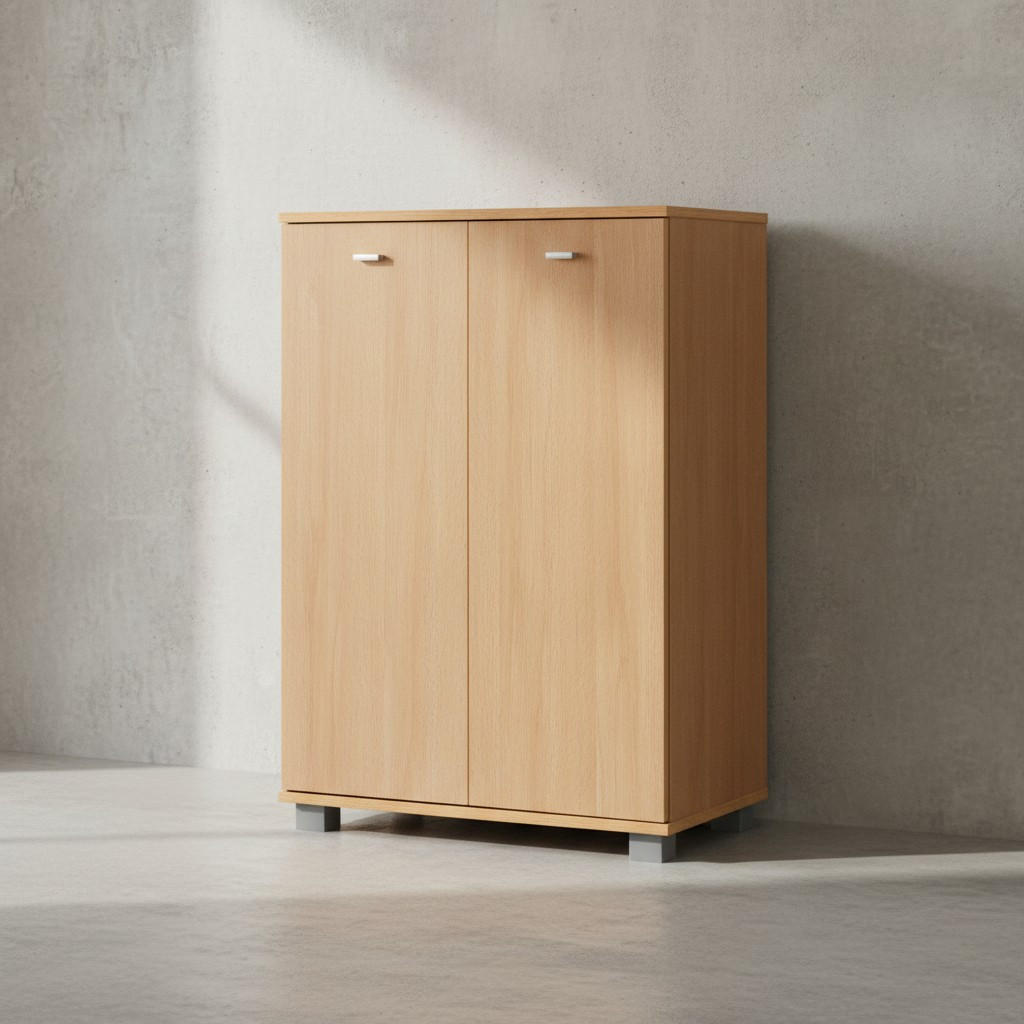 SCHUHSCHRANK Holz mit 2 Türen und 3 Einlegeböden, Braun 60x35x90 cm - Braun/Grau, Holz/Kunststoff (60/90/35cm) - KADIMA DESIGN