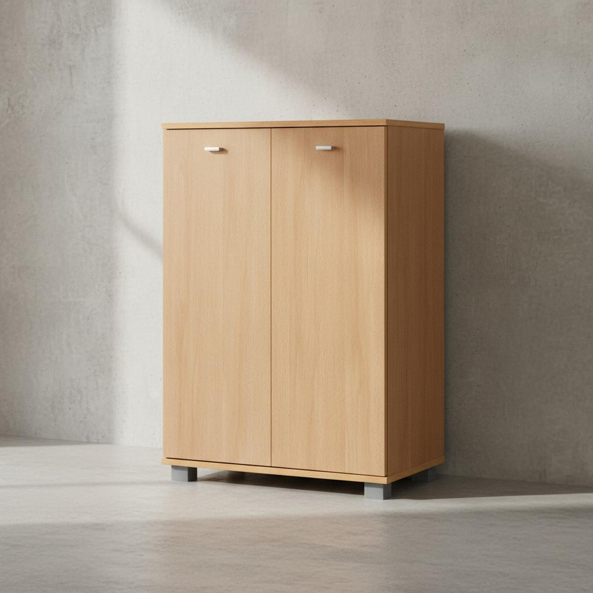 SCHUHSCHRANK Holz mit 2 Türen und 3 Einlegeböden, Braun 60x35x90 cm - Braun/Grau, Holz/Kunststoff (60/90/35cm) - KADIMA DESIGN