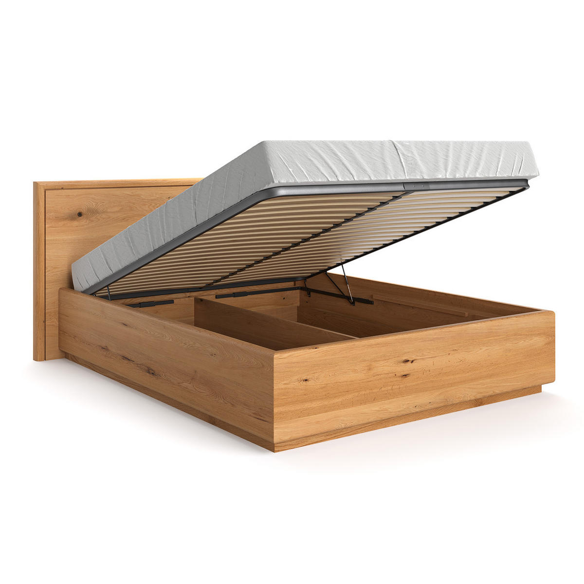 MASSIVHOLZBETT Valor aus Eiche mit Bettkasten 200x220 cm - Eichefarben/Naturfarben, Holz (200/220cm) - Danzz