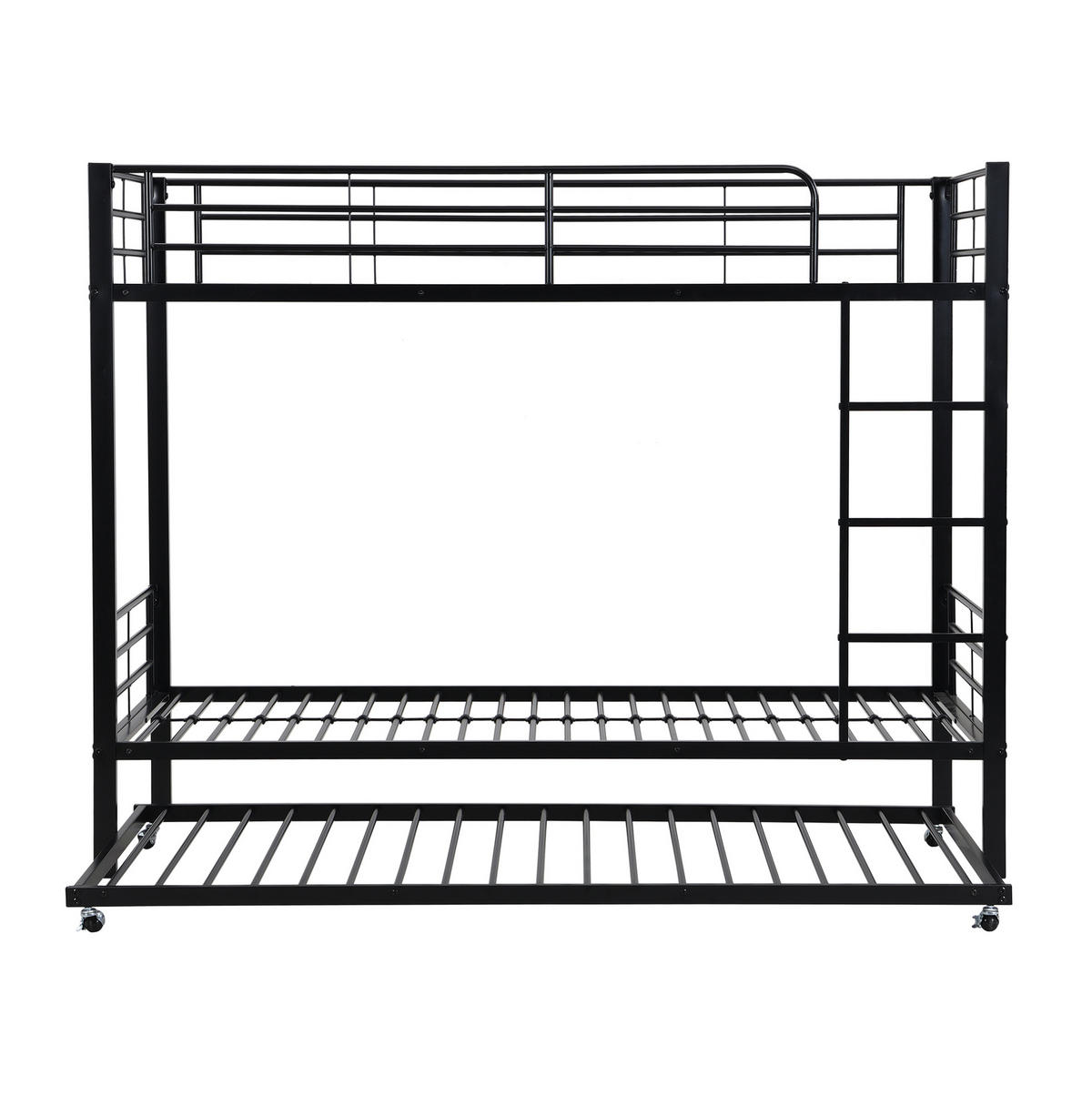 ETAGENBETT aus Metall 90x200 cm Schwarz mit Ausziehbett 90x190 cm und Leiter - Schwarz, Metall (90/190cm) - IVMEU