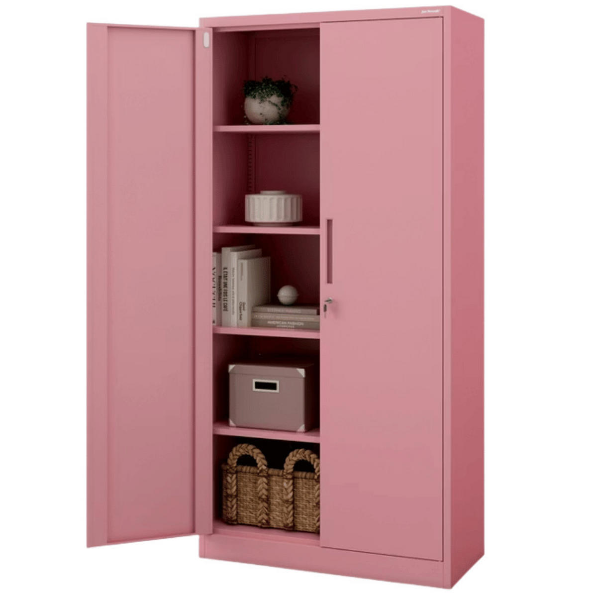 AKTENSCHRANK abschließbar KADO mit Flügeltüren 195x90x40cm Rosa - Rosa, Metall (90/195/40cm) - DELUKE