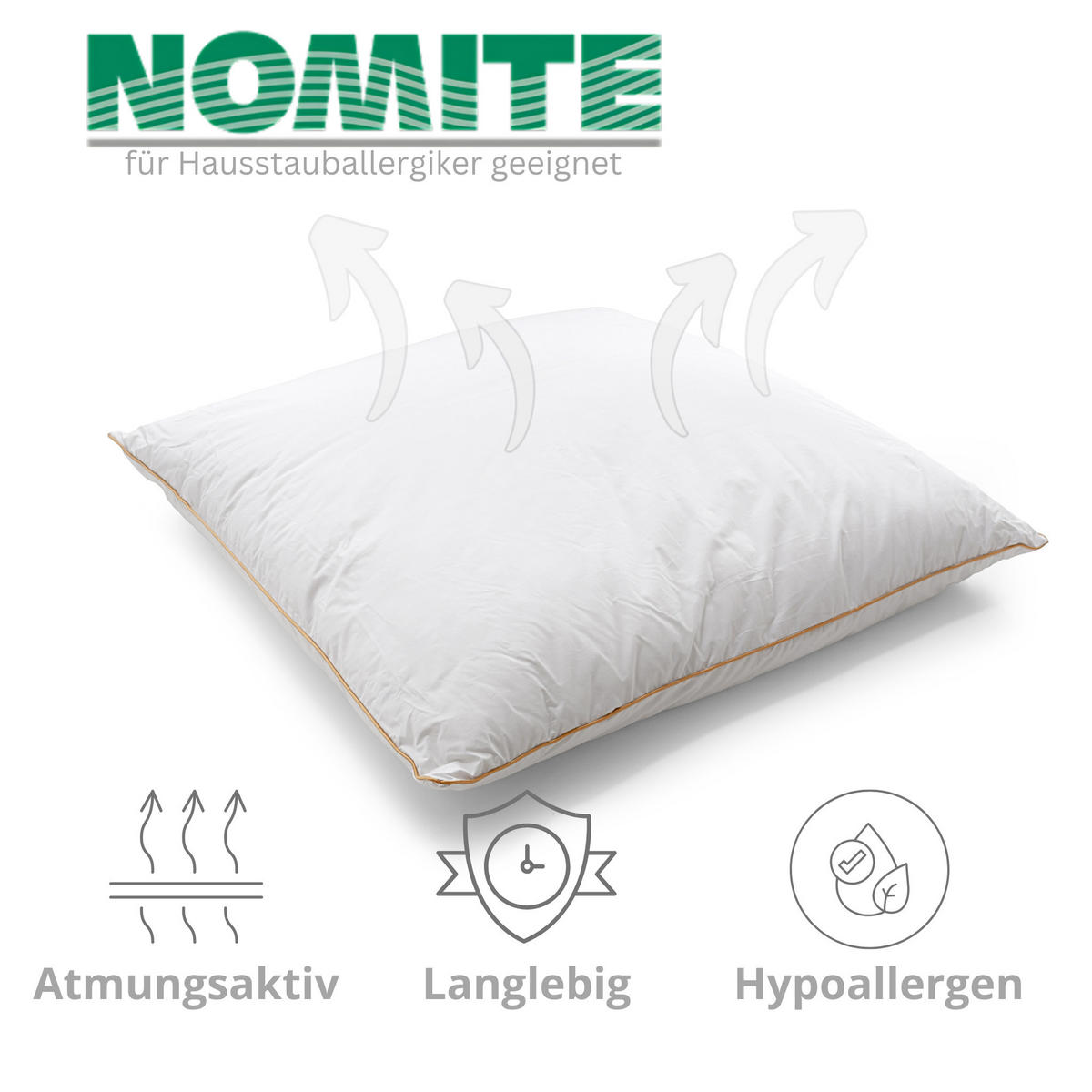 DAUNENKISSEN LUXURY BEDDING, Baumwolle - Weiß, Textil (80/80cm) - WOODEK