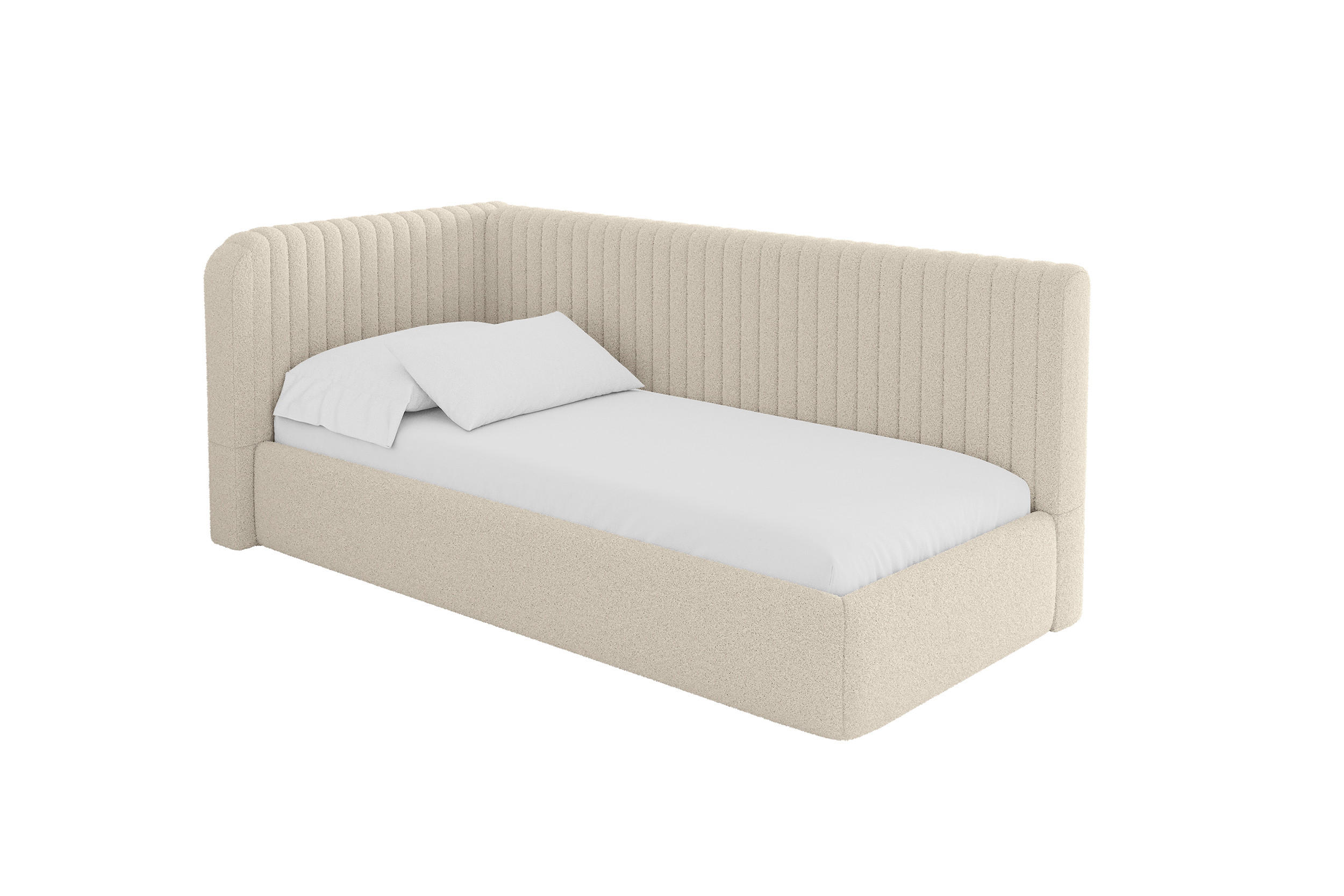 EINZELLBETT Jugendbett mit Bettkasten und Matratze H3/H4, Rechts - AURY 90x200 Dunkelbeige - Taupe, Holzwerkstoff/Textil (90/200cm) - ALTDECOR
