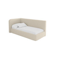 EINZELLBETT Jugendbett mit Bettkasten und Matratze H3/H4, Rechts - AURY 80x200 Dunkelbeige - Taupe, Holzwerkstoff/Textil (80/200cm) - ALTDECOR