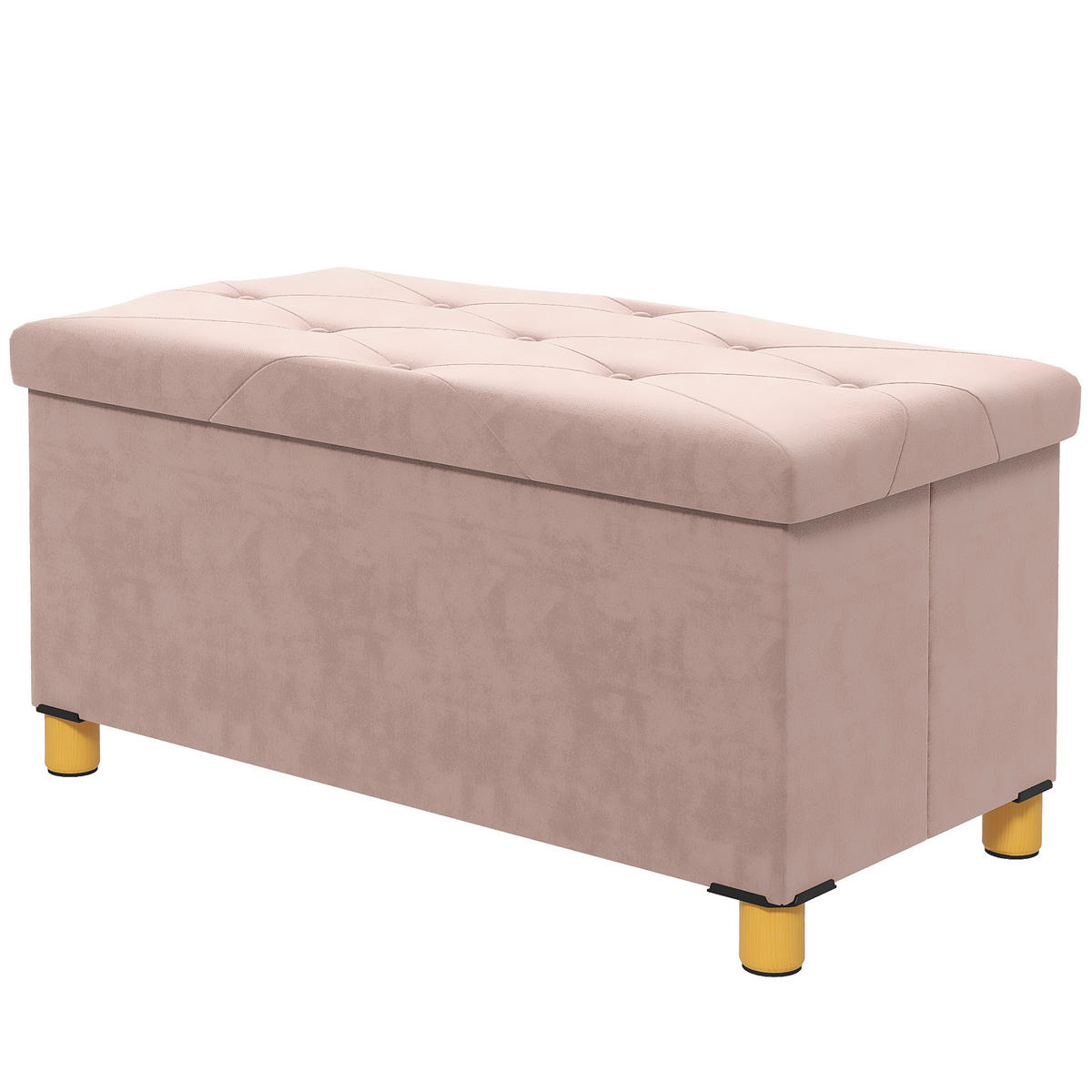 TRUHENBANK DE-16389 klappbar mit Stauraum und Knopfheftung Rosa - Pink, Textil (76/38/38cm) - ComfortXL