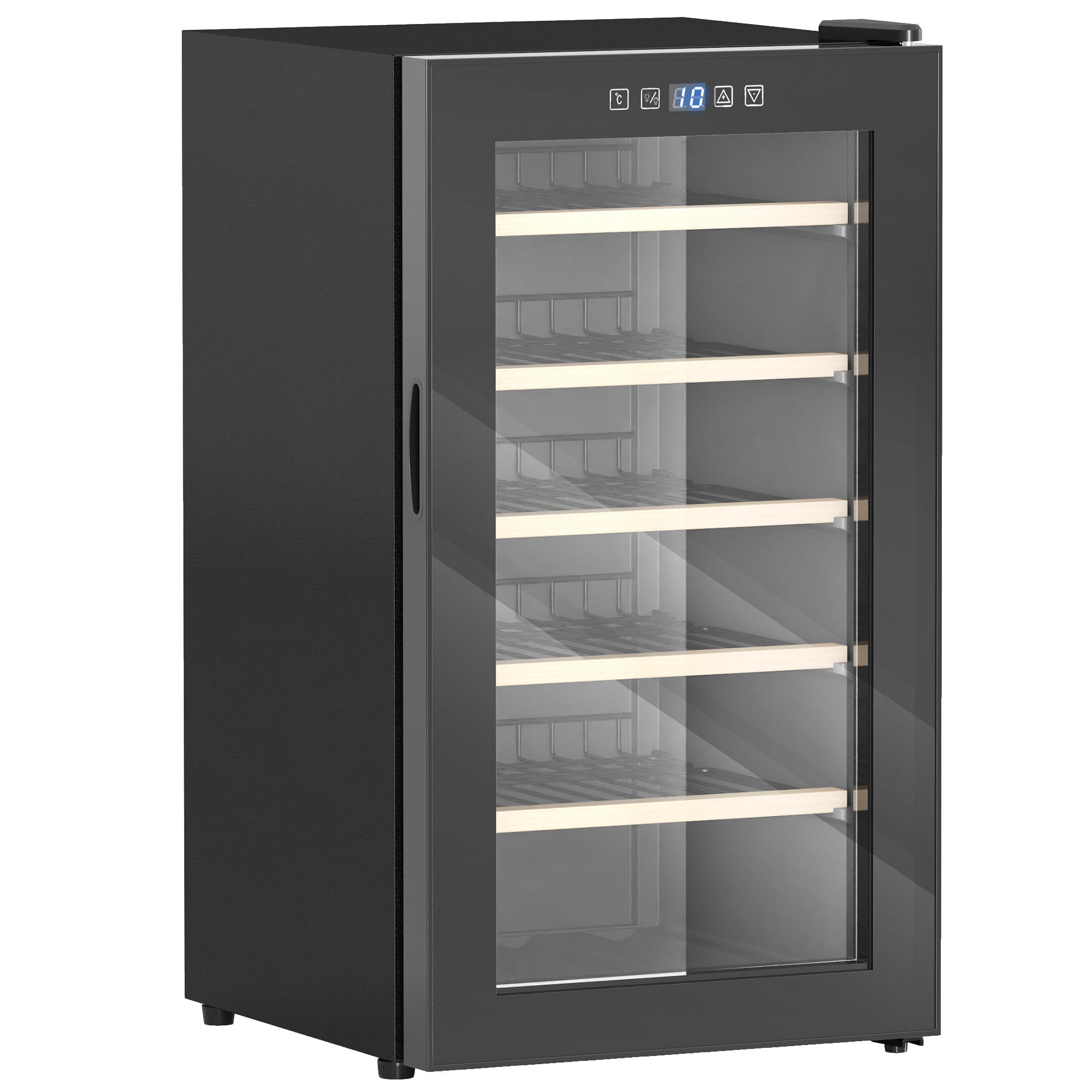 WEINKÜHLSCHRANK für 41 Weinflaschen, 91 Liter Kapazität, LED-Anzeige, Schwarz - Schwarz, Metall (45.1/79.8/53.8cm) - HOMCOM