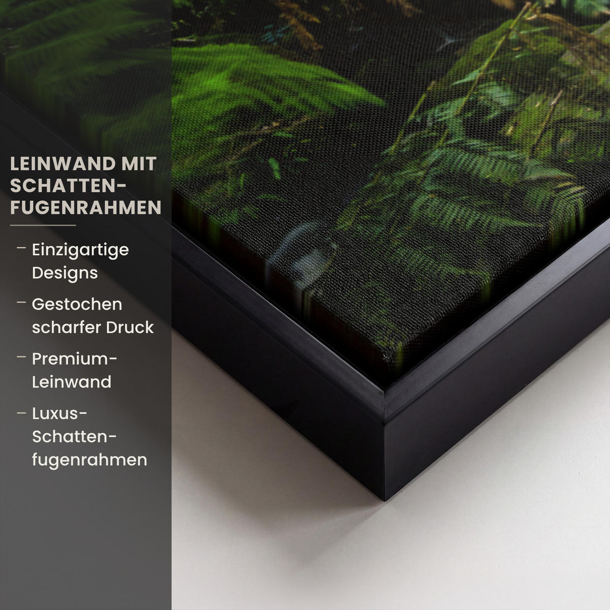 LEINWAND Bilder mit Rahmen - Dschungel - Wasserfall - Australien - Pflanzen - Natur - 60x40 - Dunkelgrün, Textil (60/40cm) - MuchoWow
