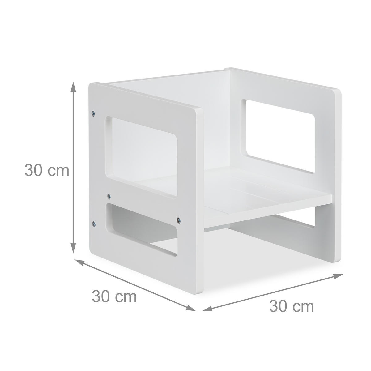 SITZHOCKER - Weiß, Holzwerkstoff (30/30/30cm) - Relaxdays