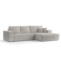 ECKSOFA Maze Beige grau Plüsch - Rechts Seite - Greige/Schwarz, Holz/Holzwerkstoff (294/185cm) - Maison de Reve