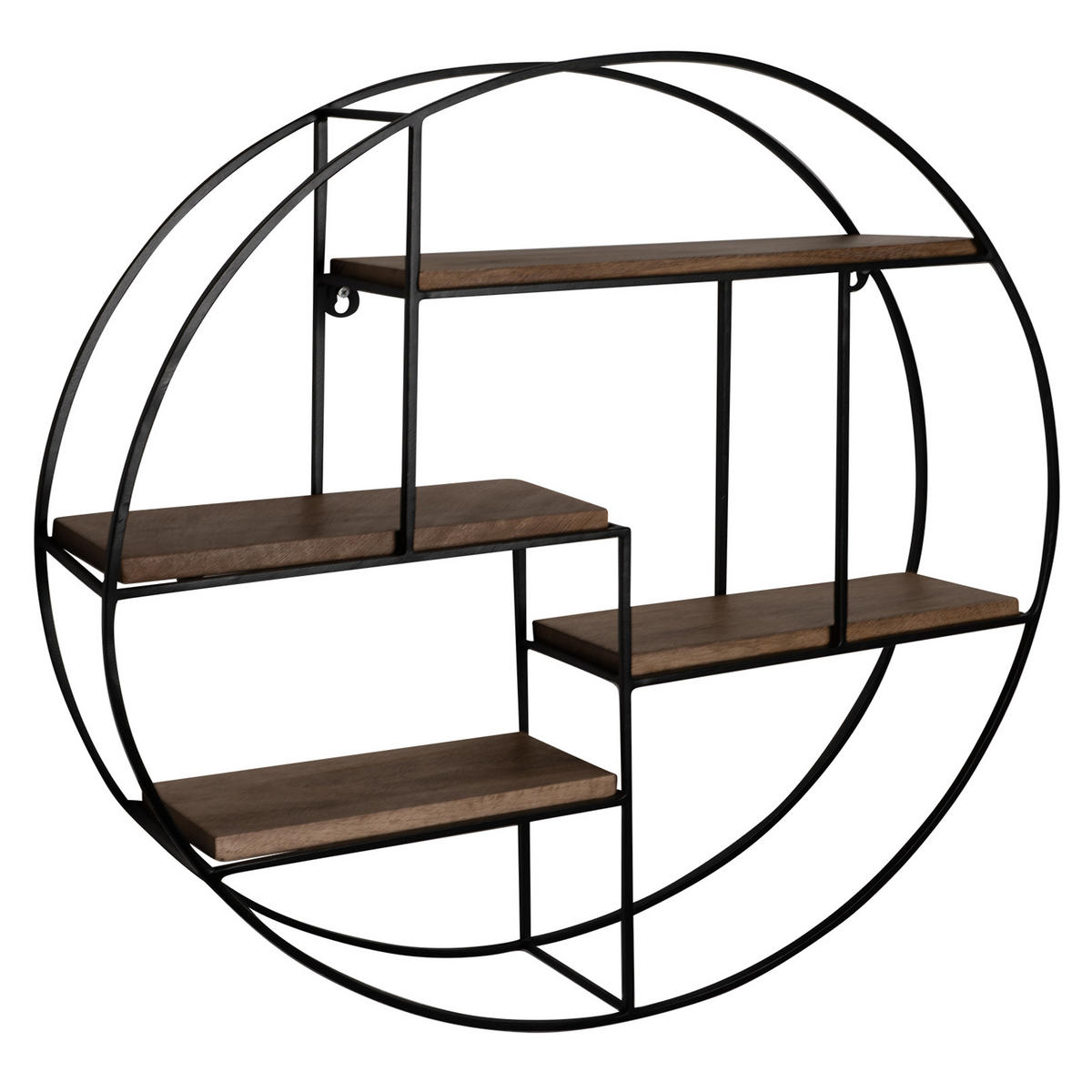 WANDREGAL Mango Massivholz Metall Industrial Stil 70x70x18 cm Rund - Schwarz/Braun, Holz/Metall (70/70/18cm) - KADIMA DESIGN