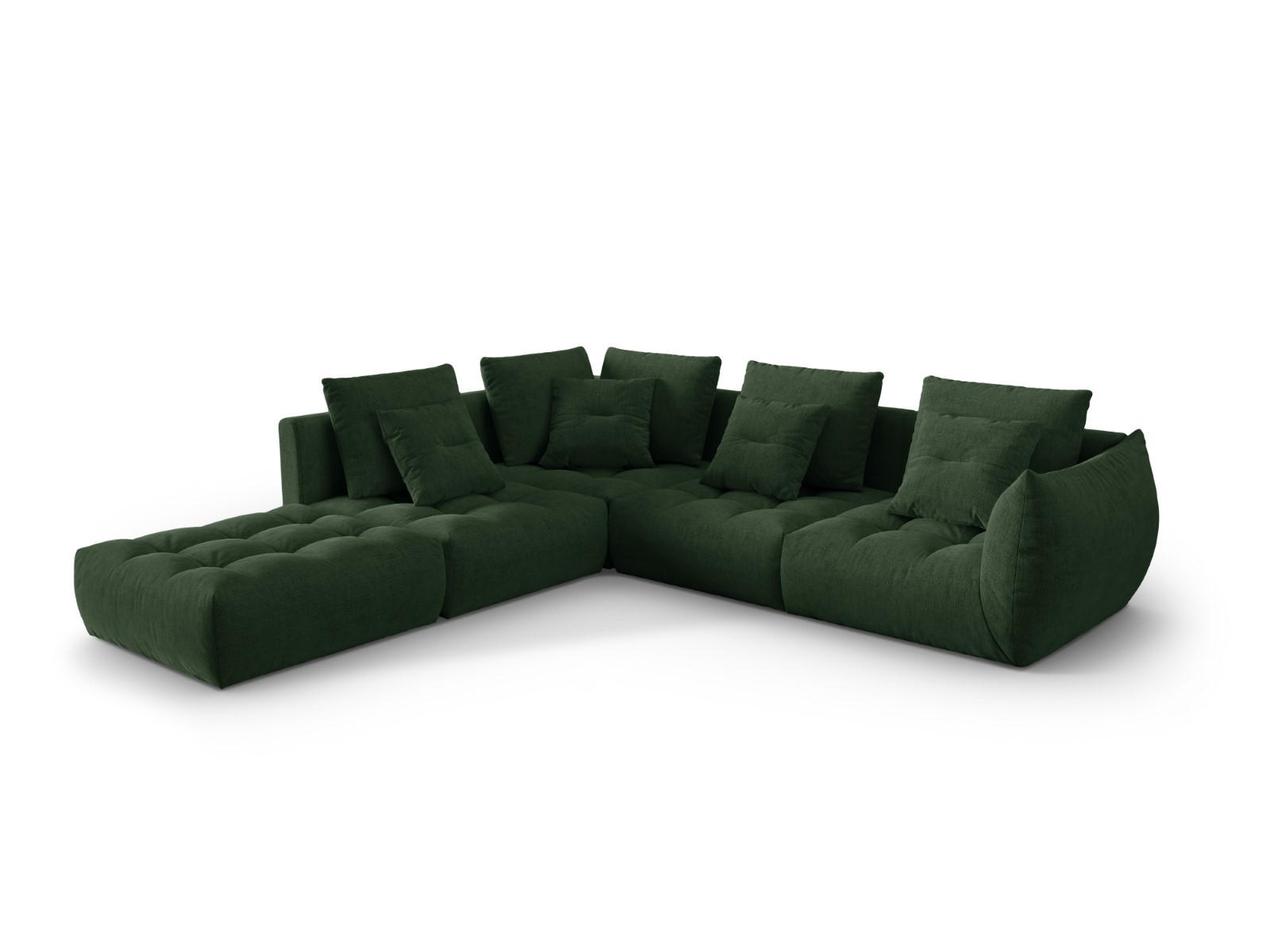 MODULARES-ECKSOFA links Bloom aus strukturiertem Stoff Moosgrün 4 Sitzplätze - Salbeigrün, Textil (310/316cm) - Micadoni