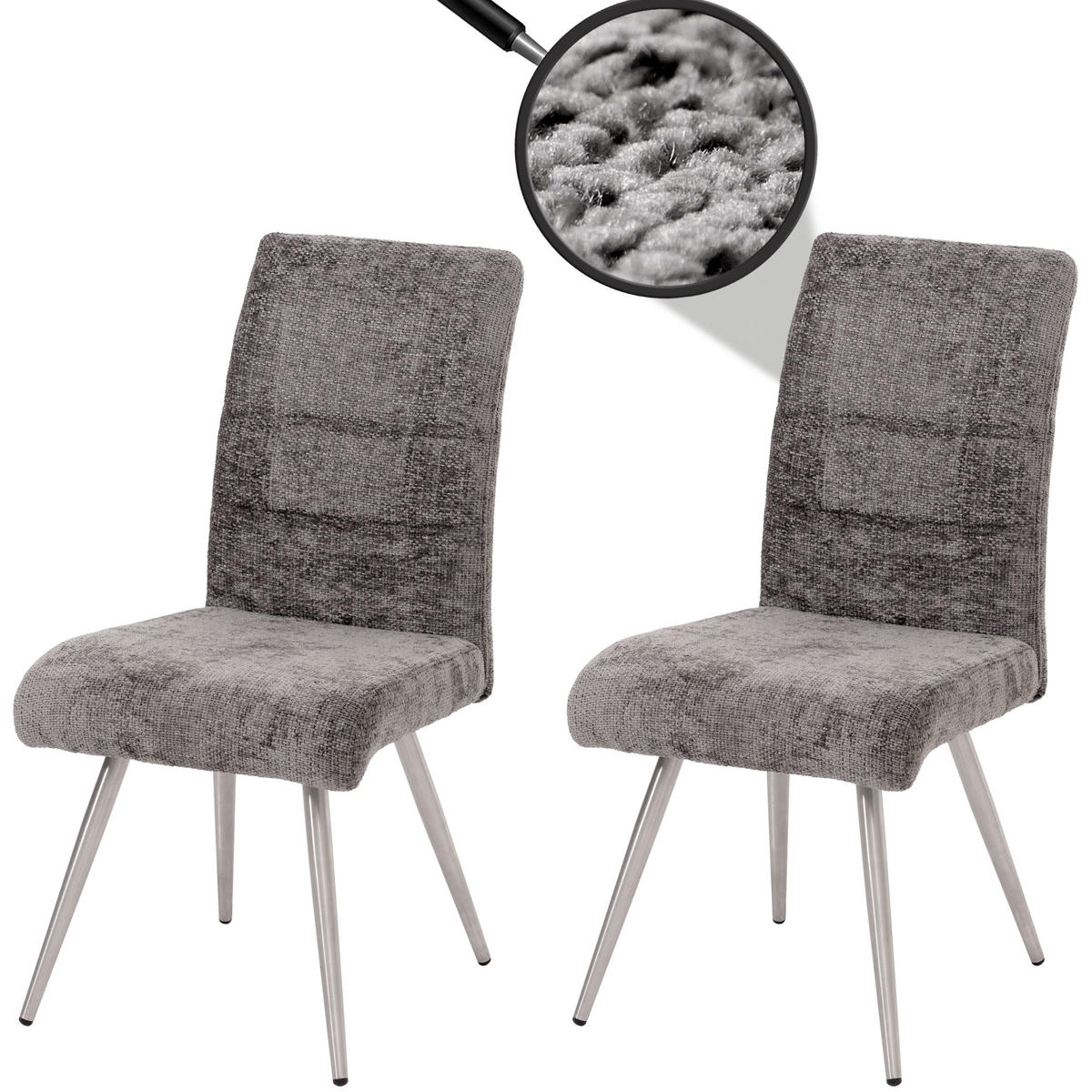 ESSZIMMERSTUHL Grau 2er-Set - Grau, Textil (68/97/64cm) - MCW