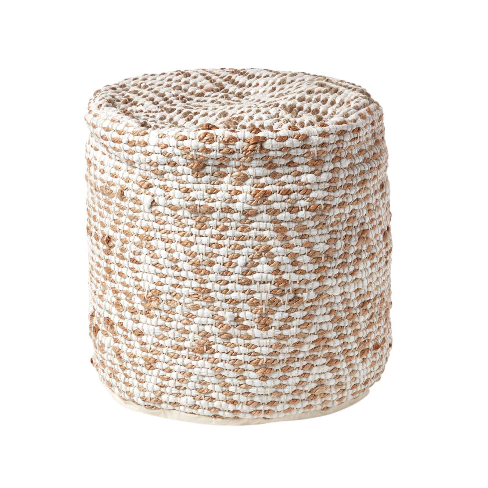 SITZPOUF Sierra, rund mit Ethno-Muster, 40/40/45 cm - Beige, Textil (45/40/45cm) - Homescapes