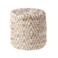SITZPOUF Sierra, rund mit Ethno-Muster, 40/40/45 cm - Beige, Textil (45/40/45cm) - Homescapes