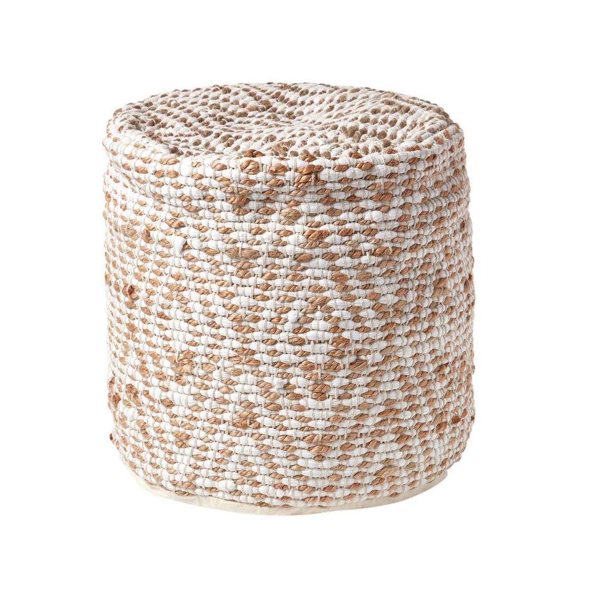 SITZPOUF Sierra, rund mit Ethno-Muster, 40/40/45 cm - Beige, Textil (45/40/45cm) - Homescapes