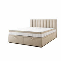 BOXSPRINGBETT BOND - Bett mit Matratze und Bettkasten - mit gestepptes Kopfteil - Beige - 200x200 cm - Beige, Textil (200/200cm) - Trada