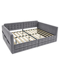 POLSTERBETT 140x190cm Schlafsofa Samt Stauraum Schubladen Grau - Grau, Textil (140/190cm) - FLIEKS