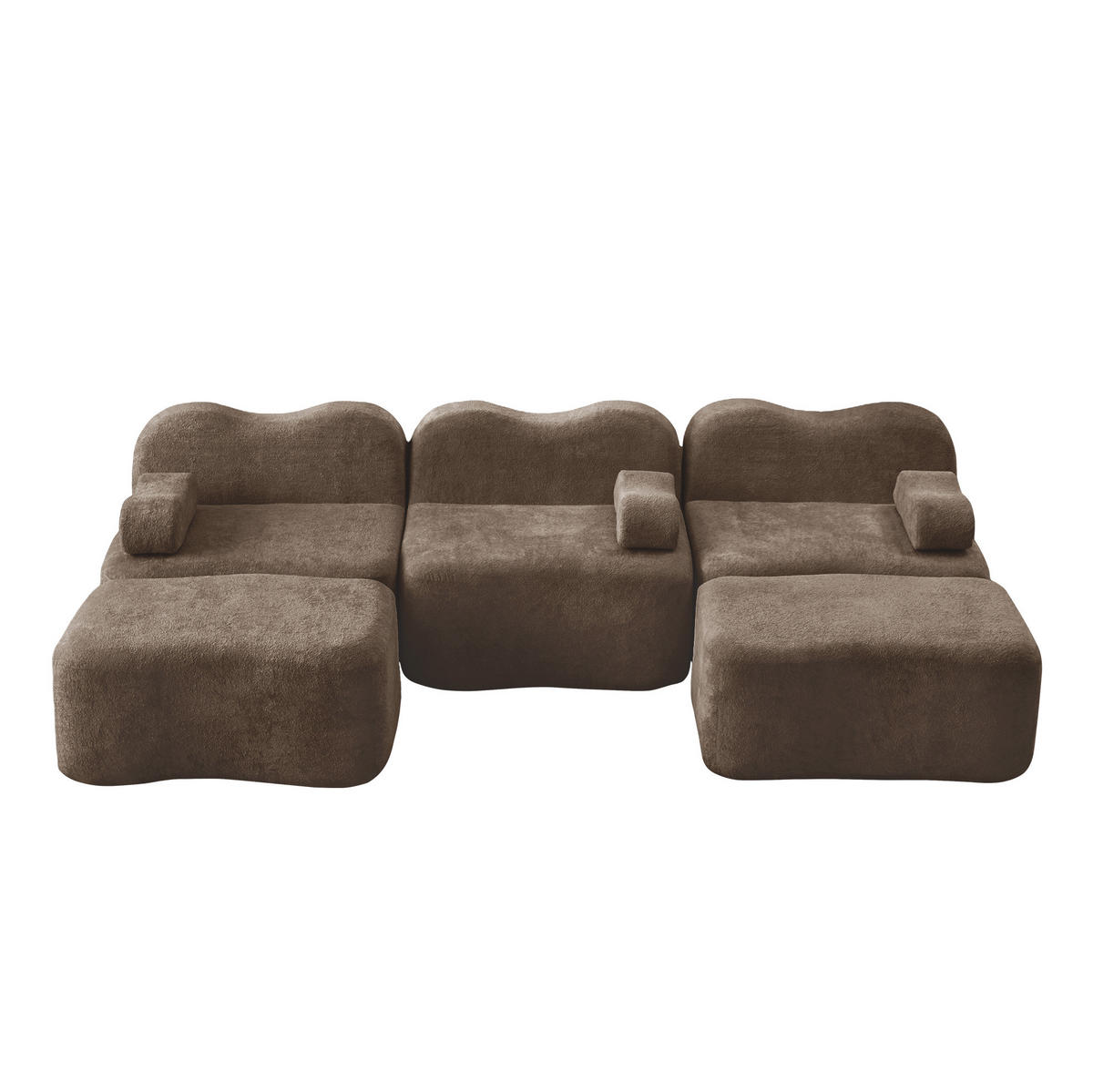 ECKSOFA aus Samt Braun 288x167x70 cm, modular mit tiefer Sitzfläche und flexiblen Stellmöglichkeiten - Braun, Textil (167/288cm) - IVMEU