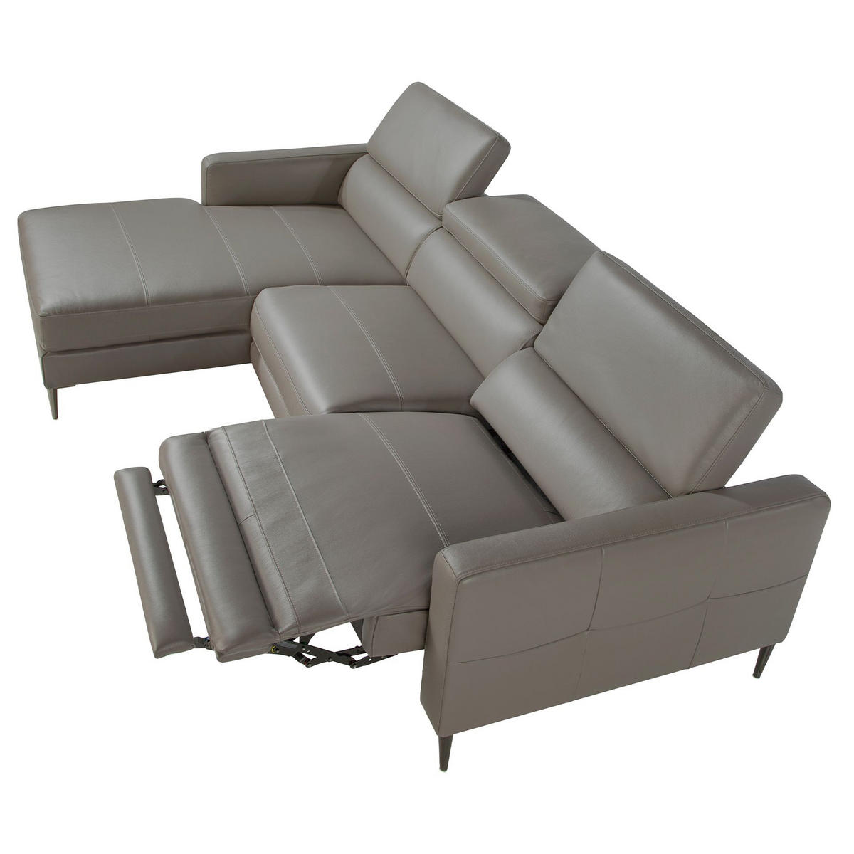 ECKSOFA Relaxsofa mit Chaiselongue links aus dunkelgrauem Leder 258/173/95 cm - Dunkelgrau/Grau, Leder (258/173cm) - ANGEL CERDA