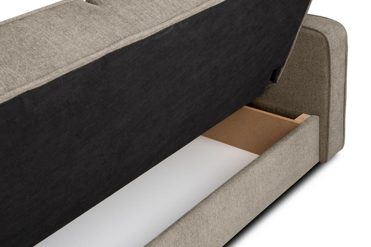 SCHLAFSOFA ORIO 3 Personen, Chenille-Stoff, Hellbraun - Hellbraun, Textil (219/90/90cm) - KONSIMO®