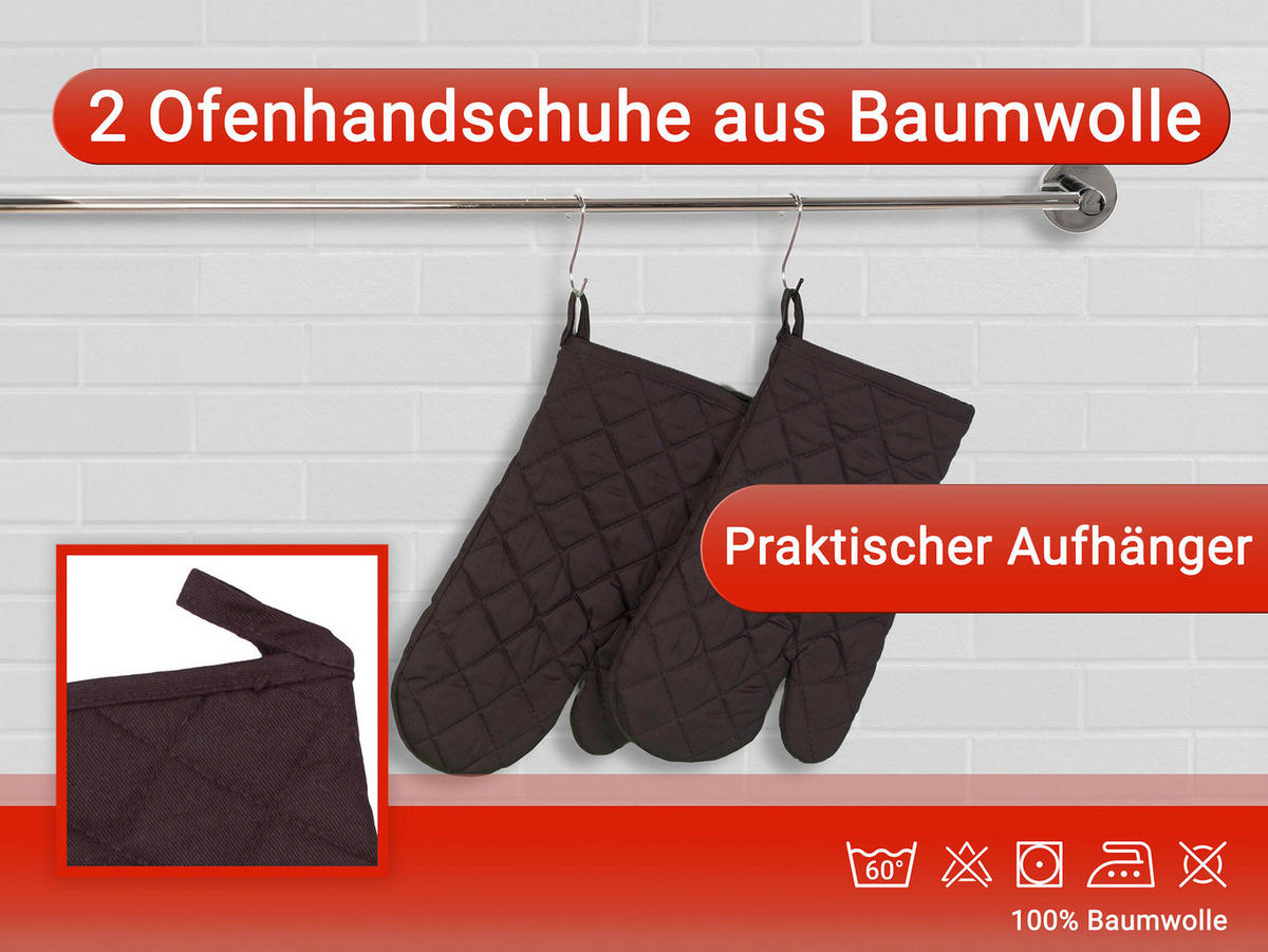 OFENHANDSCHUHE, 2er-Set, 18x28 cm, 100% Baumwolle - Braun, Textil (18/28cm) - Zollner