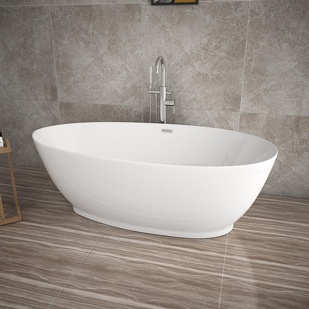 FREISTEHENDE BADEWANNE DELIA - Weiß, Keramik (180/58/90cm) - Home Deluxe