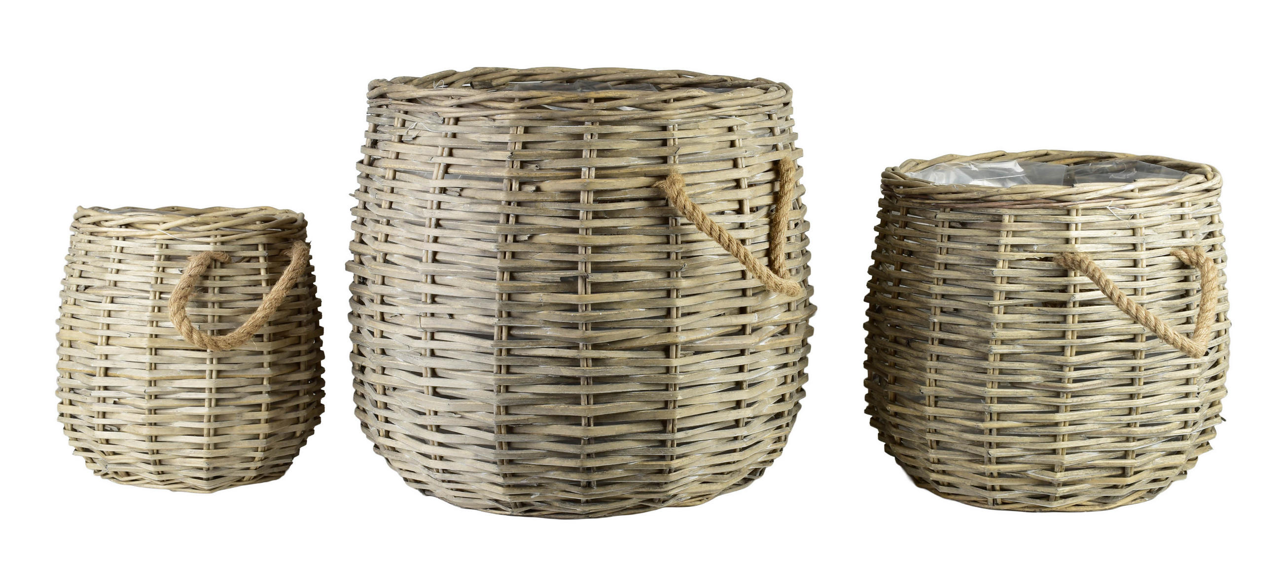 BLUMENTOPF Gustav 3er Set beige 50/50/48 cm Weide - Beige, Holzwerkstoff (50cm) - Mondex