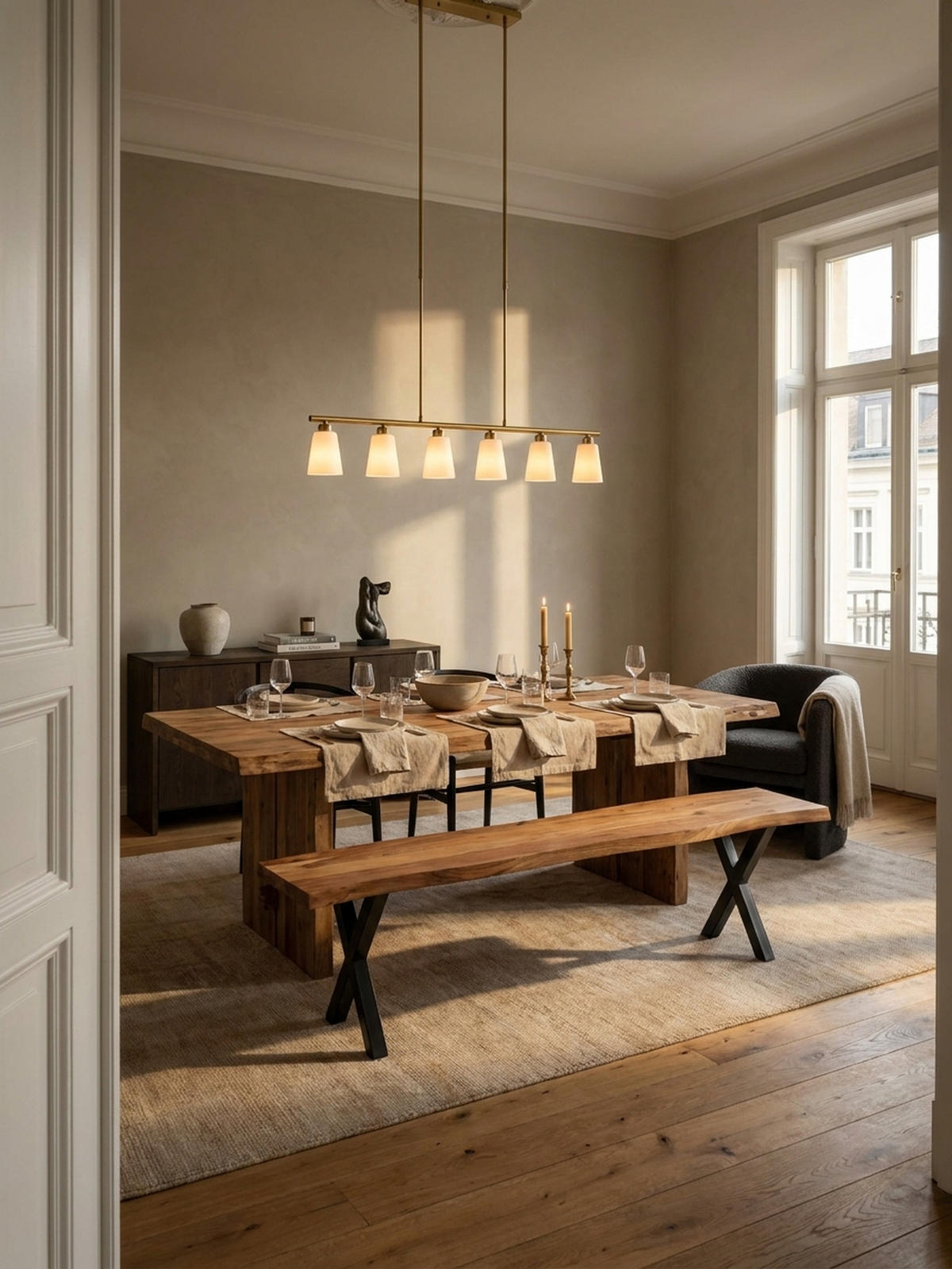 ESSZIMMERBANK Massivholz Metall Baumkante X-Beine, Akazie 140x40x46 cm - Schwarz/Braun, Holz/Metall (140/46/40cm) - KADIMA DESIGN