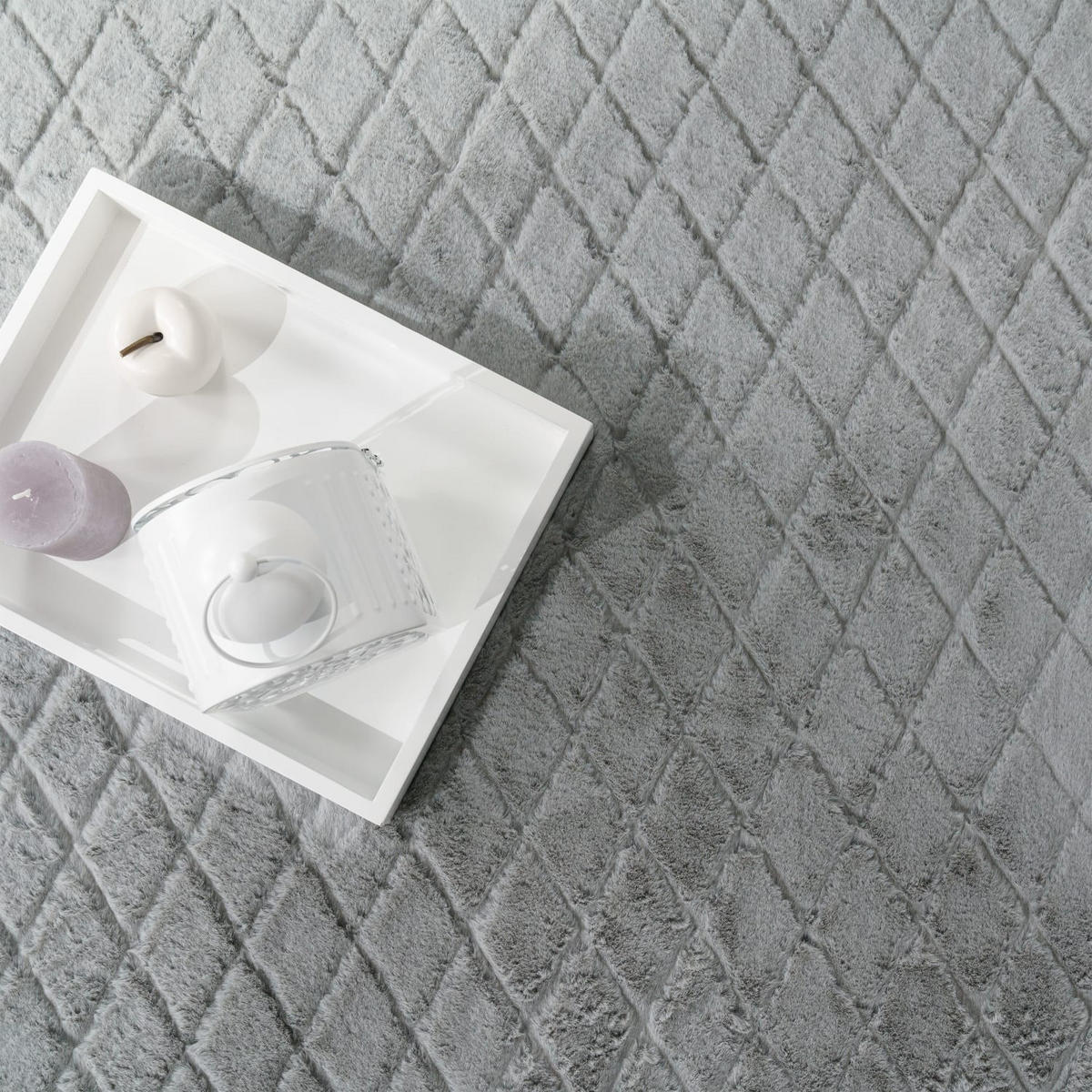 HOCHFLORTEPPICH Rauten Grau 60 x 100 cm - Grau, Kunststoff (60/100cm) - TT Home