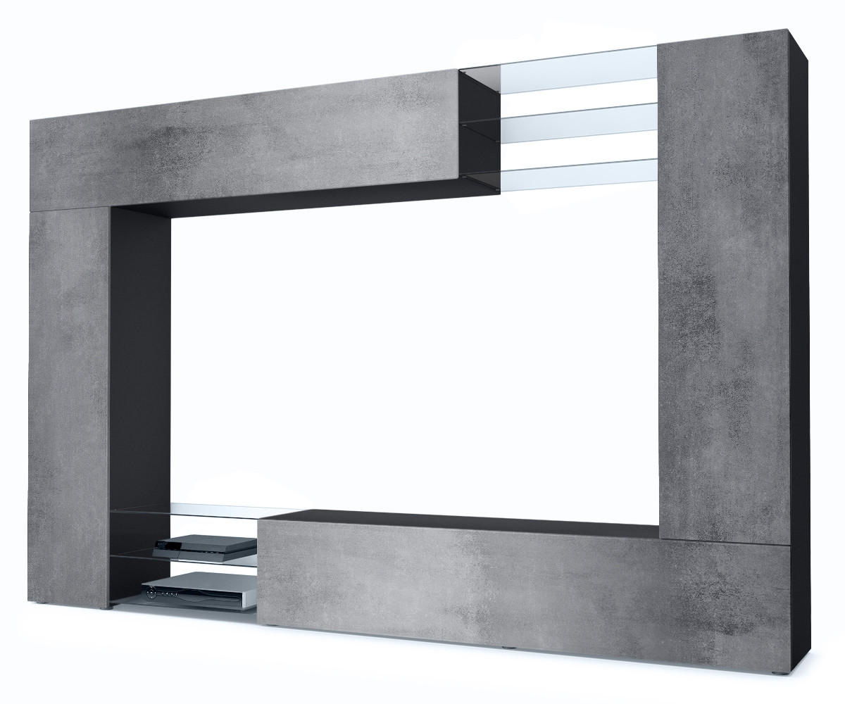 Vladon Wohnwand Dunkelgrau 262x182.5x39 cm