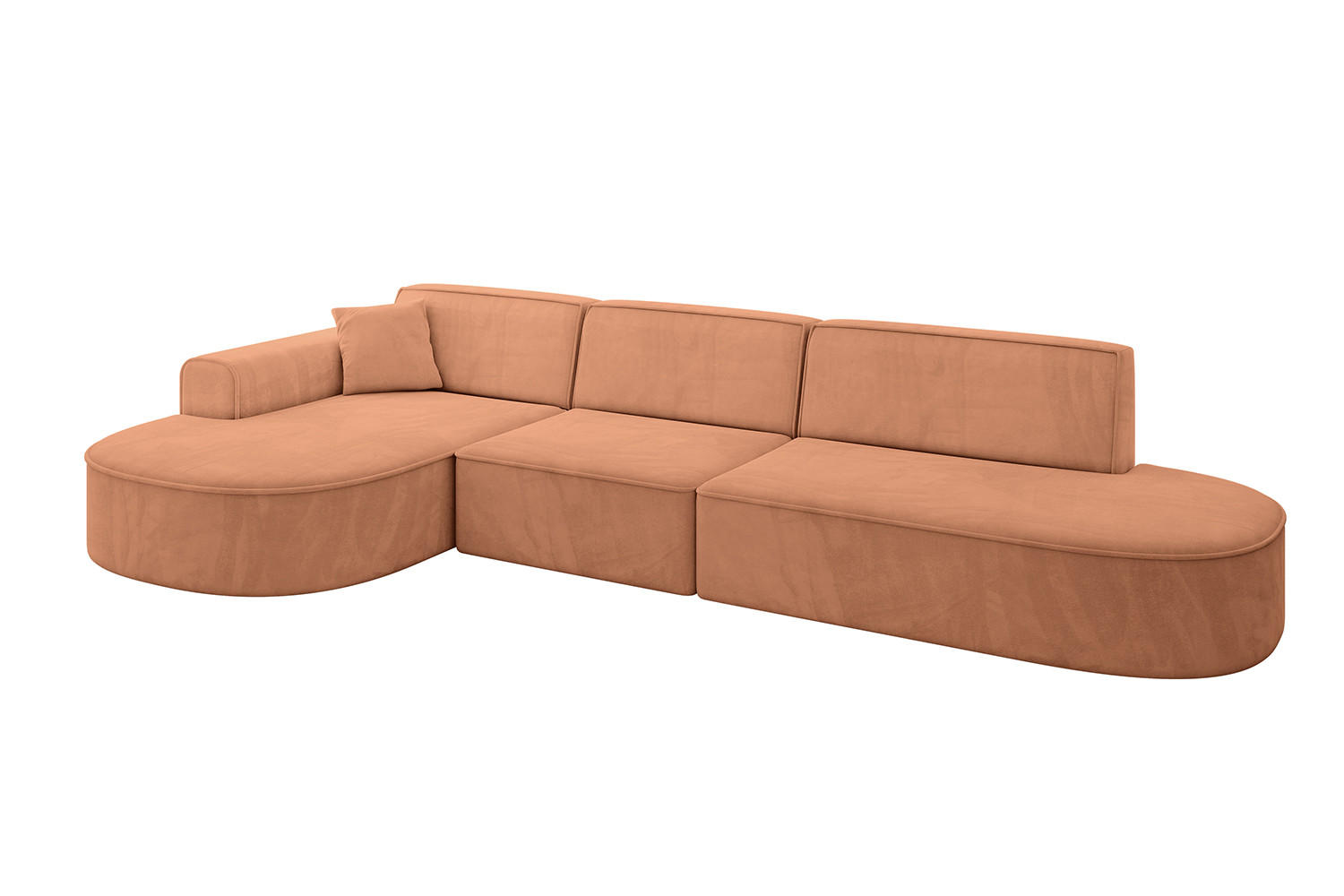 ALTDECOR ROHOVÁ SEDACÍ SOUPRAVA s otomanem vlevo MARI-L2 – 328 x 171 x 79 cm, oranžový velur