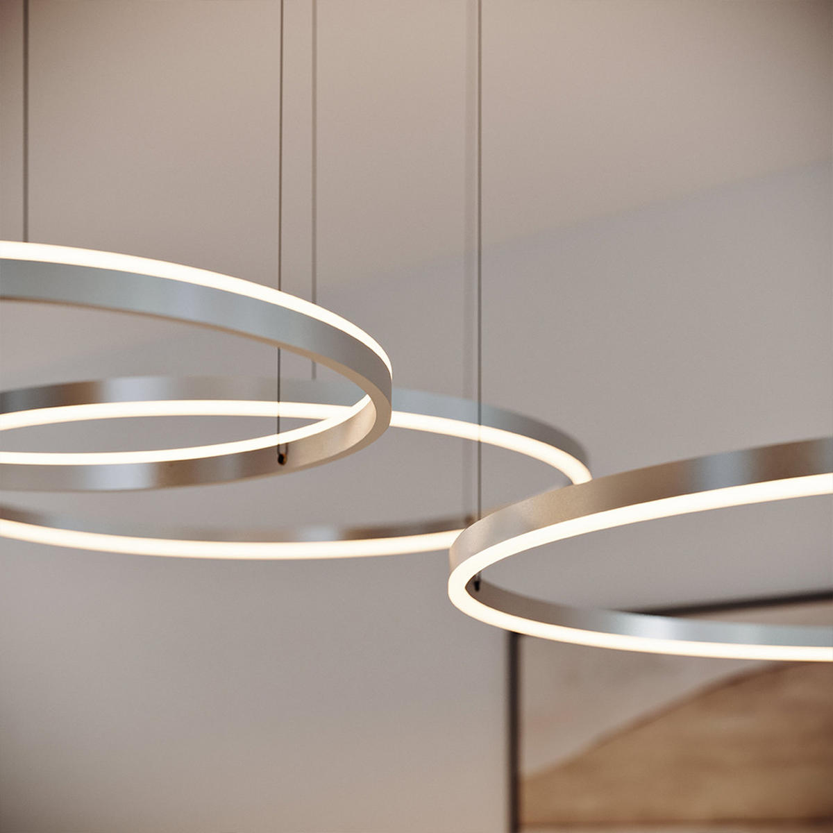 LED-HÄNGELEUCHTE 3er Ring Gold Ø 120 | 100 | 80cm - Goldfarben, Metall (1.3/120/3.3cm) - s.luce