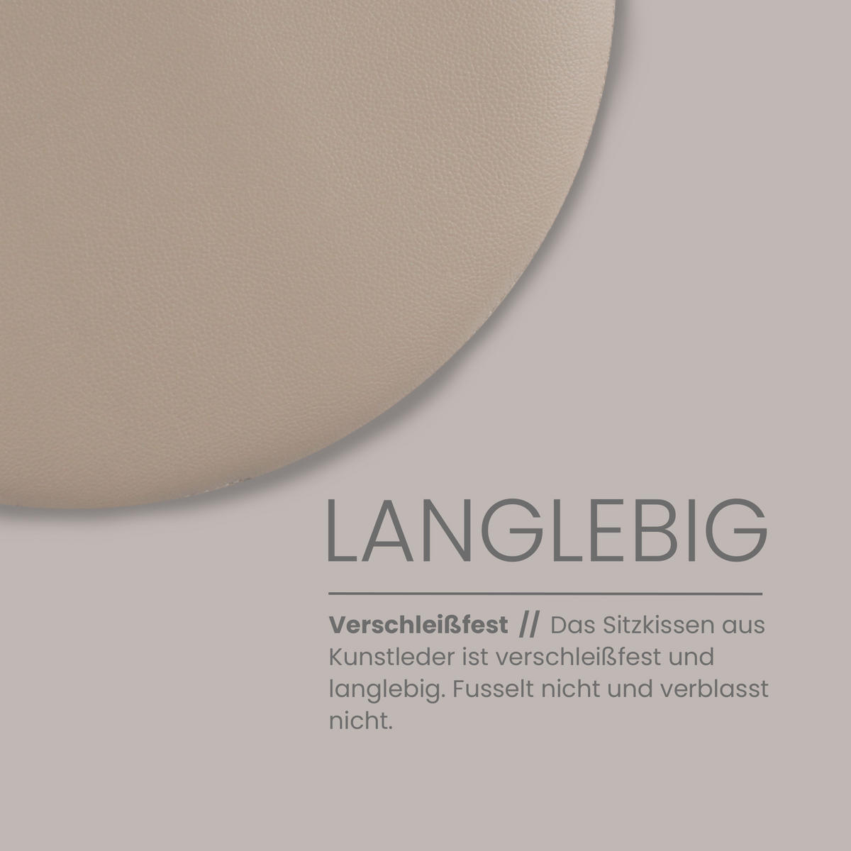 STUHLKISSEN 2er Pack ⌀ 38cm beige Lederimitat mit Antirutsch - Beige, Textil (38/38/1cm) - Bestlivings