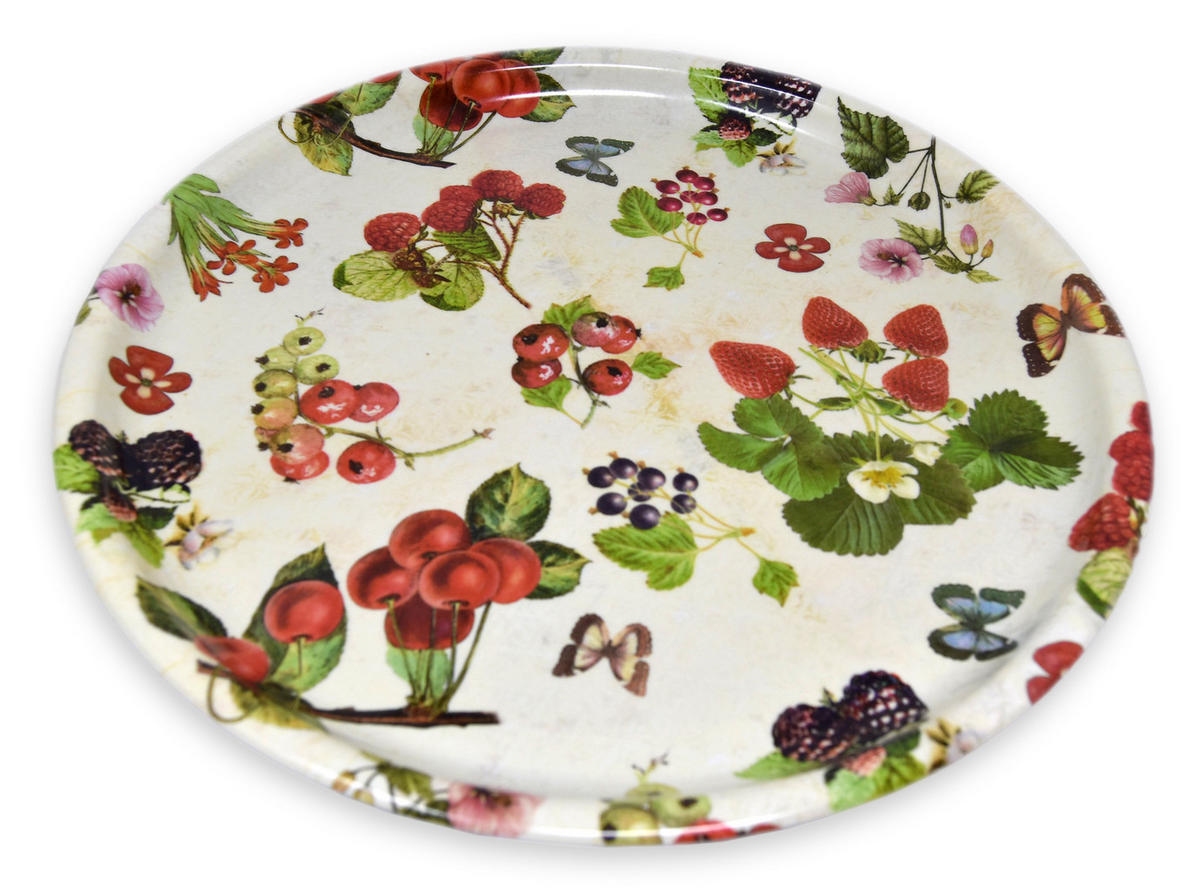 TABLETT rund Waldbeeren, Melamin ServierTablett rund Ø 40 cm - Brombeere, Kunststoff (40/2/40cm) - Lashuma