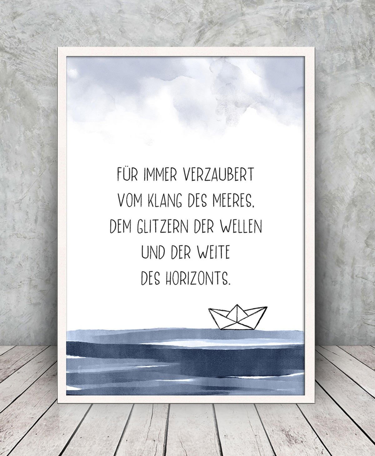 BILD mit Rahmen 51x71 cm Spruch: Meer Reisen - Blau, Holz (51/71cm) - artissimo