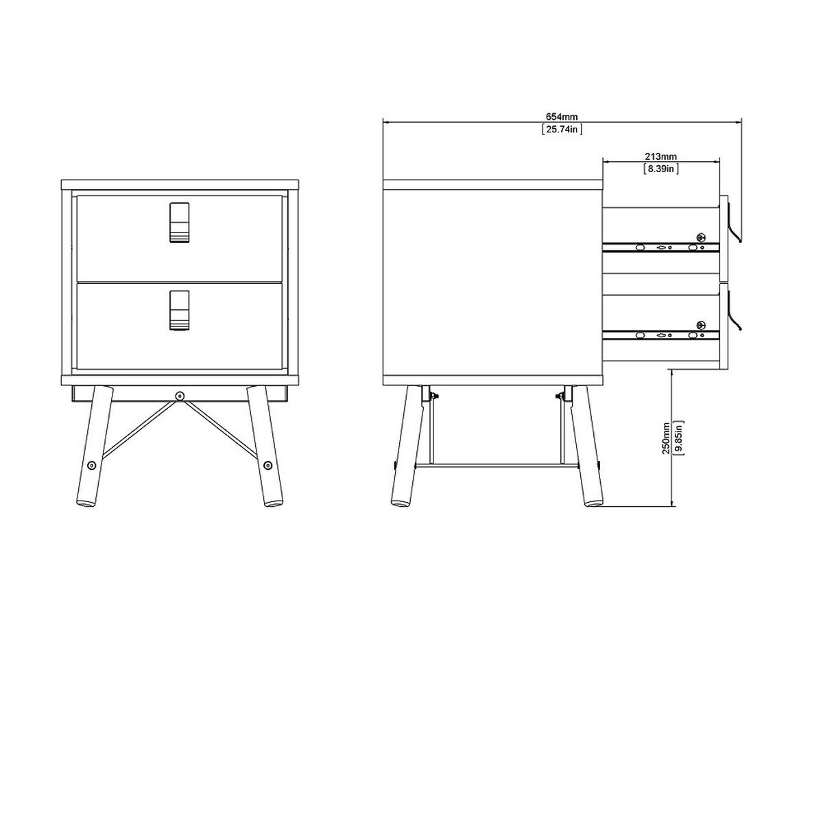 NACHTSCHRANK mattschwarz - Schwarz, Holzwerkstoff (43/60/40cm) - ebuy24