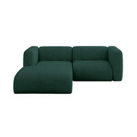ECKSOFA Ottomane Links MIRA-L1 227x179x89 Grün Velours - Dunkelgrün/Schwarz, Holzwerkstoff/Kunststoff (227/179cm) - ALTDECOR