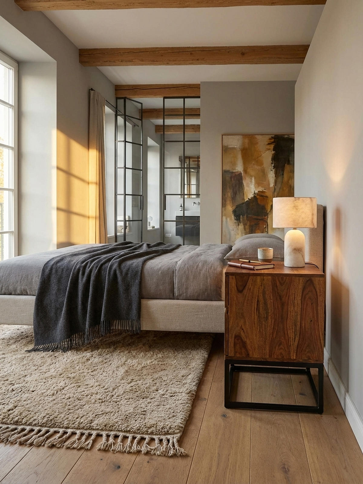 NACHTTISCH – Massivholz/Metall, 40x38x60 cm, 2 Schubladen, Industrial-Stil - Schwarz/Braun, Holz/Metall (40/60/38cm) - KADIMA DESIGN