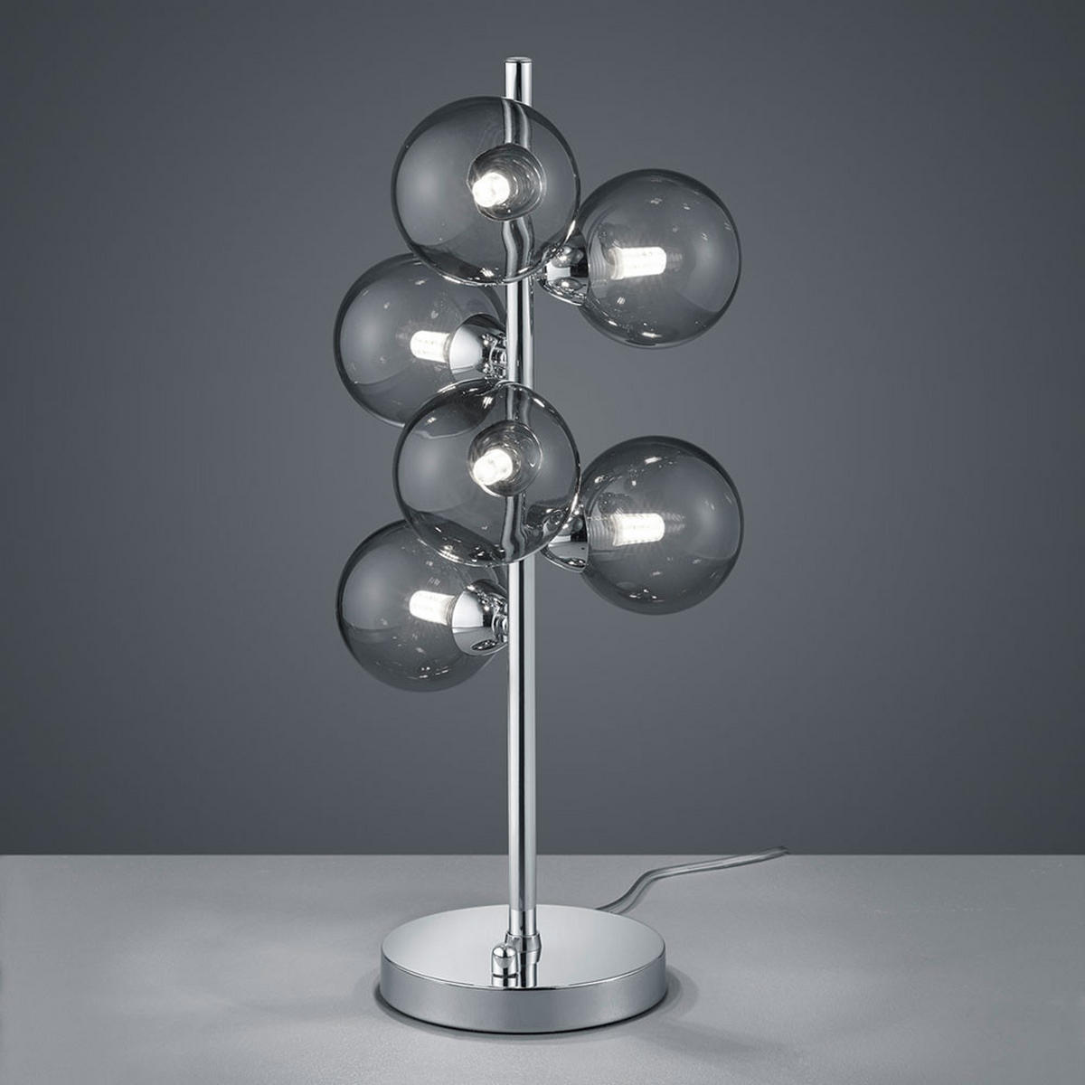 TISCHLEUCHTE Metall Glas Chrom rauch - Silberfarben, Glas (23/23/52cm)