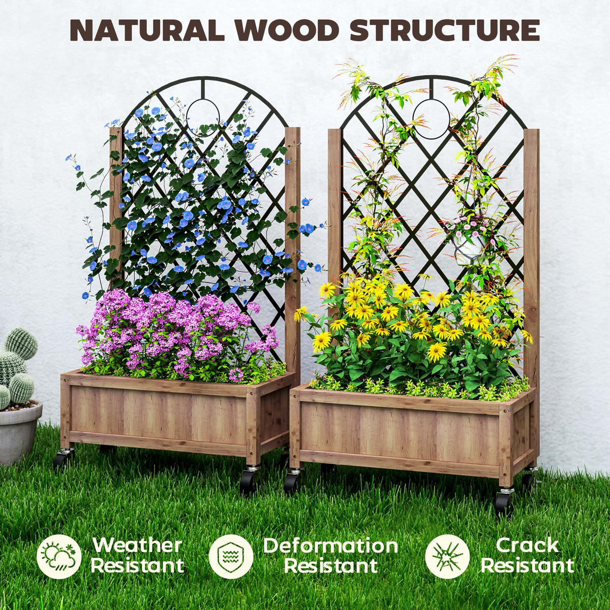 HOCHBEET 2er-Set - Braun, Holzwerkstoff (25/97/52cm) - Outsunny