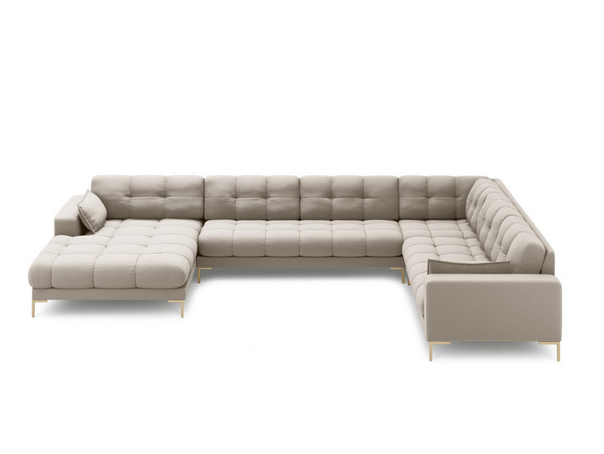 PANORAMASOFA rechts Mamaia aus strukturiertem Stoff beige 7 Sitzplätze - Beige, Textil (256/75/327cm) - Micadoni