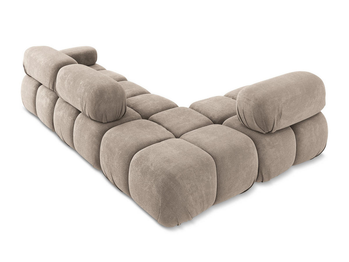 ECKSOFA Links Chenille Stoff Beige - Beige/Schwarz, Kunststoff/Textil (190/285cm) - Makamii