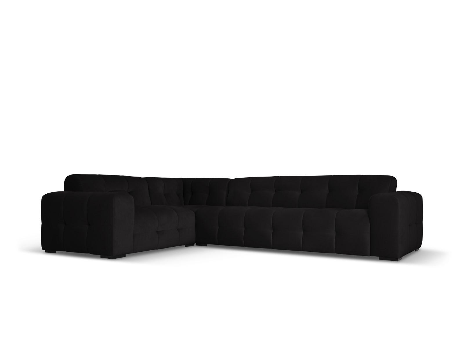 ECKSOFA links Kendal aus Samt schwarz 6 Sitzplätze - Schwarz, Textil (231/332cm) - Micadoni